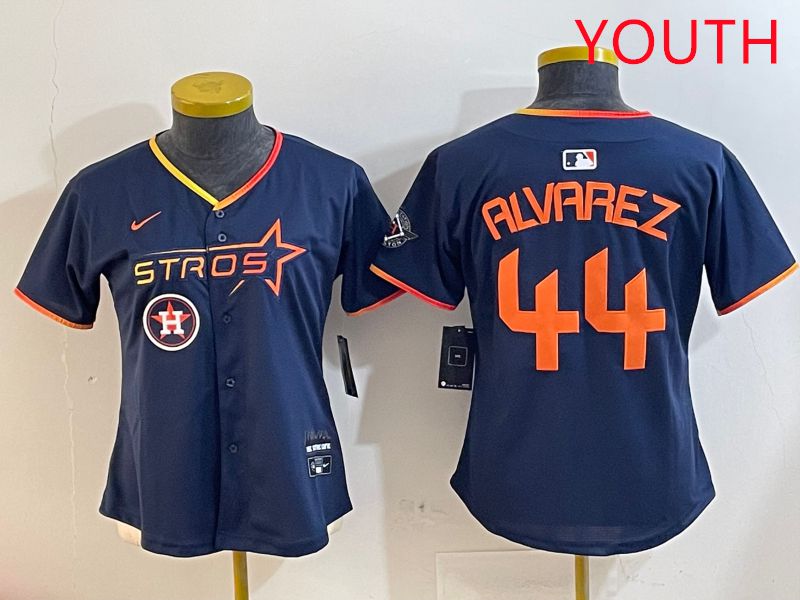 Youth Houston Astros #44 Alvarez Drak Blue Three generations Joint Name 2025 Nike MLB Jersey style 41012->youth mlb jersey->Youth Jersey